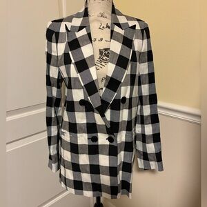 NWOT Kate spade Checked Double-Breasted Blazer Jacket - Black & White size 6